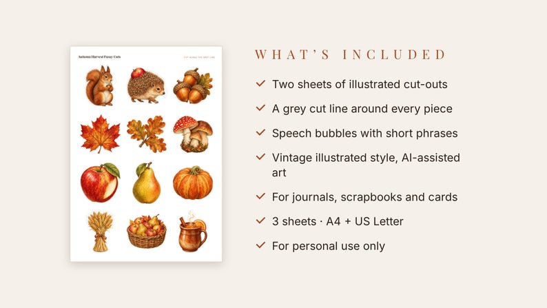 Recortes de otoño para imprimir, efímeros de otoño para diario creativo, recortes vintage imagen 3