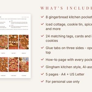 Gingerbread Junk Journal Pockets Printable, Christmas Baking Ephemera, Interactive Kit image 3