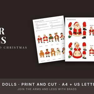 Christmas Paper Dolls Printable, 10 Articulated Retro Santa Puppets, Kids Christmas Craft image 2
