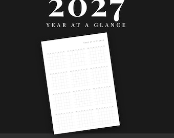 2027 Year at a Glance Calendar | Minimalist One-Page PDF (A4 + US Letter)