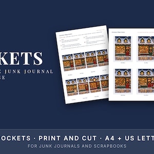 Christmas Junk Journal Pockets Printable, Village Shop Fronts, Interactive Ephemera Kit image 2