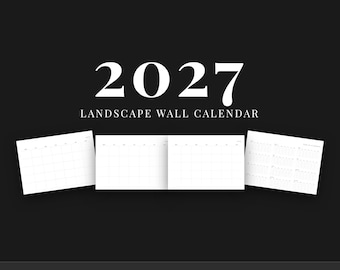 2027 Landscape Wall Calendar | Printable Monthly PDF + Year on One Page (A4 + US Letter)