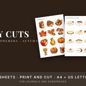 Recortes de otoño para imprimir, efímeros de otoño para diario creativo, recortes vintage imagen 2