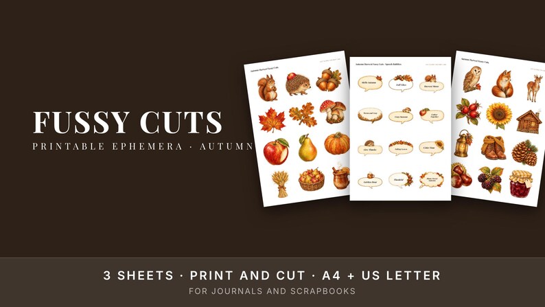 Recortes de otoño para imprimir, efímeros de otoño para diario creativo, recortes vintage imagen 2
