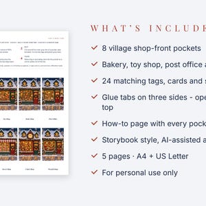 Christmas Junk Journal Pockets Printable, Village Shop Fronts, Interactive Ephemera Kit image 3