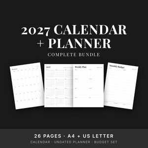 2027 Calendar + Planner + Budget Bundle | GoodNotes & Printable PDF