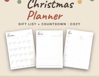 Cozy Christmas Planner Printable with Ornaments, Gift List, Budget + Countdown
