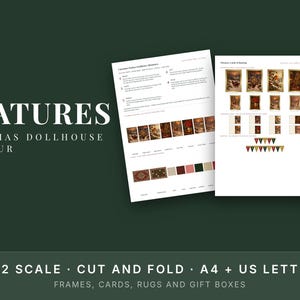 Christmas Dollhouse Miniatures Printable, 1:12 Scale Victorian Parlour Decor Kit image 2