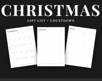 Christmas Planner Printable, Gift List, Budget, Menu + December Countdown, Undated