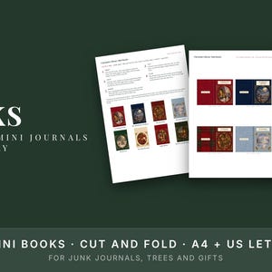 Christmas Mini Books Printable, Vintage Library Mini Journal Kit, Junk Journal Ornament image 2