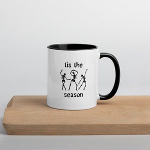 Tis the Season Dancing Skeletons Mug with your choice of Color Inside image 1