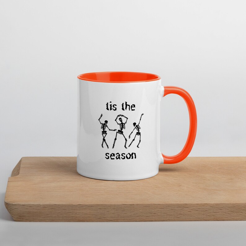 Tis the Season Dancing Skeletons Mug with your choice of Color Inside image 9