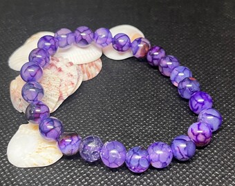 Dragon Agate 7” Stackable Bracelet made with Purple Dragon Agate. Bohemian boho bracelets. Unisex.