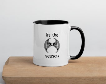 Tis the season Scary skeleton wings - Mug with your choice of color inside