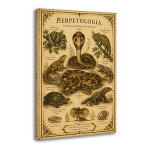 Vintage Herpetologia Reptiles Wall Art Antique Reptile Natural History Print Gift for Reptile & Nature Lovers