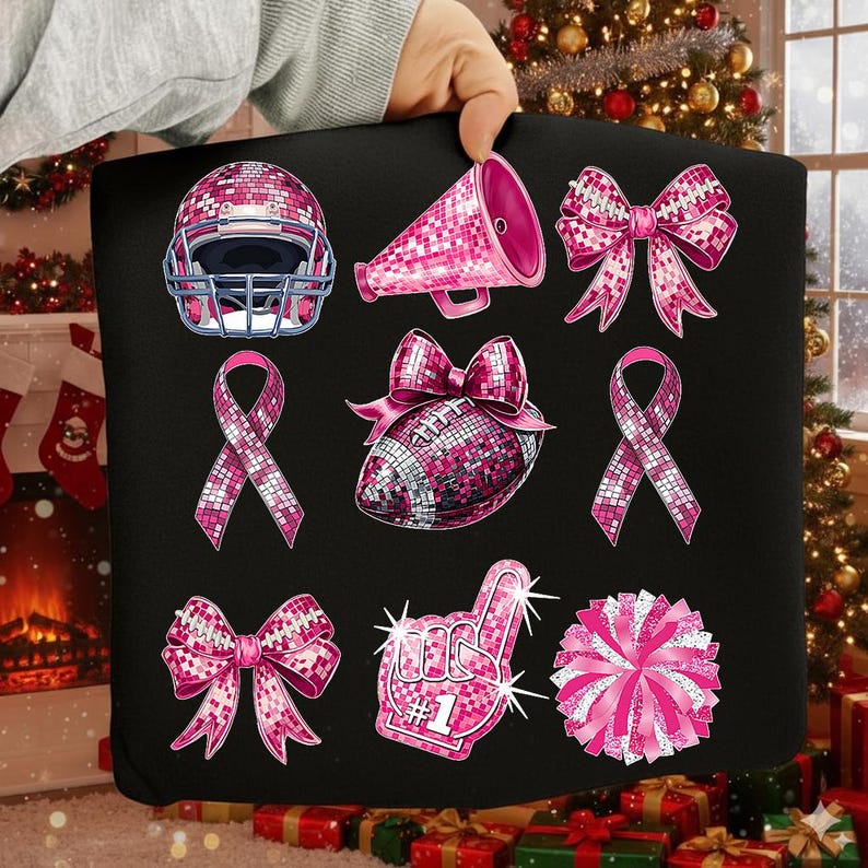 Number One Ribbon Printable Pink Out Football PNG Bundle, Breast Cancer Awareness Football Design ...