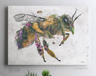 Honey bee original art canvas or framed canvas prints * Animal wall art * Bee home decor * Save the bees * Bee lovers * Beekeepers