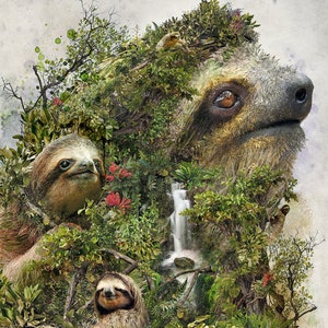 The Sloth * Original surrealism animal wildlife art * Fine Art Prints, Wrapped Canvas, Framed Canvas