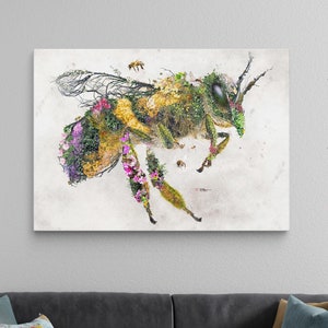 Honey bee original art canvas or framed canvas prints * Animal wall art * Bee home decor * Save the bees * Bee lovers * Beekeepers