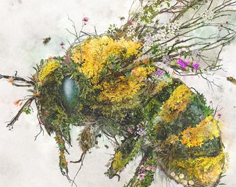 Bumble bee art fine art prints * Animal wall art * Bumblebee home decor * Save the bees * Bee lover * Beekeeper