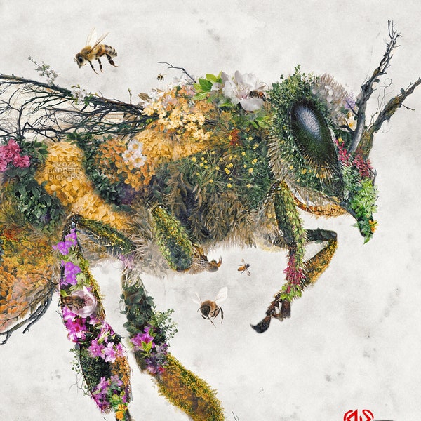 Honey bee premium original art prints * Animal wall art * Bee home decor * Save the bees * Bee lovers * Beekeepers * Direct from artist