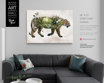 Surreal Tiger original art canvas or framed canvas prints * Animal wall art * Bee home decor * Save the bees * Bee lovers * Beekeepers