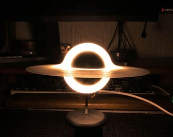 3D Printed Gargantua Black Hole LED Night Light, Interstellar Gravitational Lensing Lamp