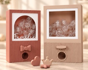Adventskalender Rahmen Foto Automat mit 24 Kugeln Kapsel DM Herz Gold Leopard Stern Familie groß mittel klein
