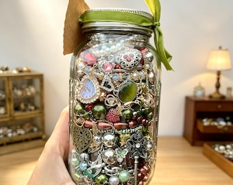 Mystery Jewelry Jar - Vintage Fairycore Style, Includes Vintage & Woodland Necklaces, Earrings, Rings and Bracelets, Gift for Girls