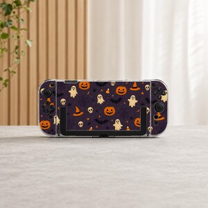 Halloween Pumpkin Night Switch Case, Clear Protective Cover, Cute Pattern Shell for Switch OLED Lite and Switch 2