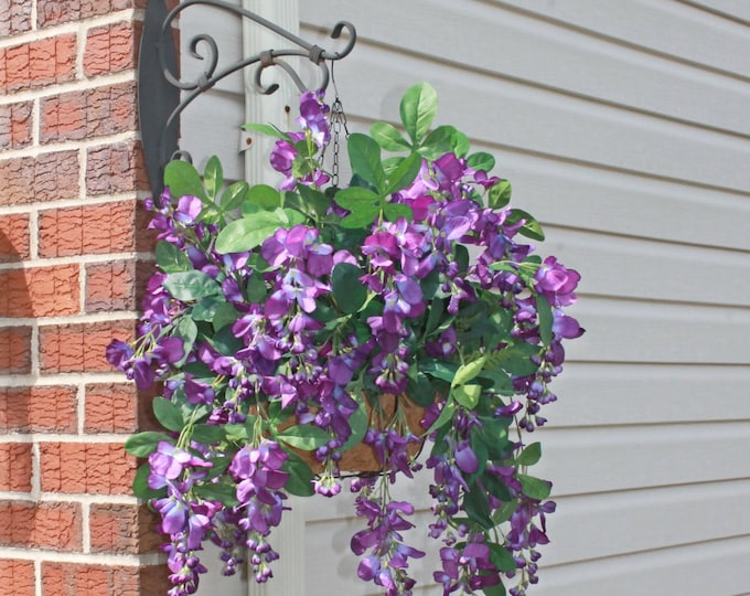 Silk Hanging Plant Wisteria Purple Blue Etsy