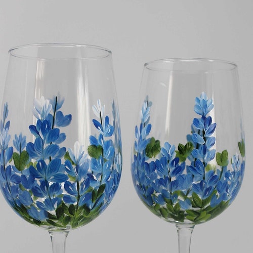 Hand Painted Grape Design Wine Glasses Set of 4 Etsy
