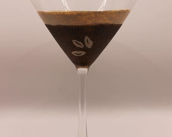 Hand Painted Martini Glasses - Expresso Martini (Set of 2)