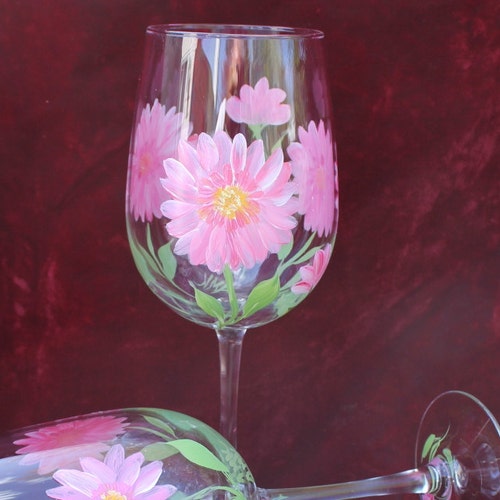 Set of 2 Hand Painted Wine Glasses White Dragonflies Etsy