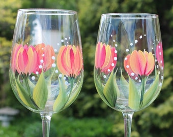 Hand Painted Wine Glasses - Tulip American Dream (Set of 2)