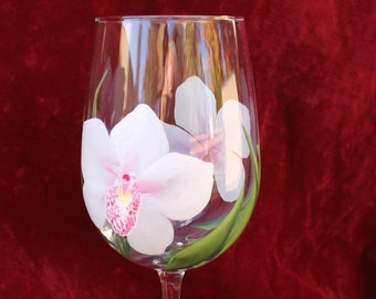 Hand Painted Wine Glasses - Anne Marie Orchids (Set of 2)