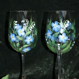 Hand Painted Wine Glasses - Spring Bouquet (Set of 2)