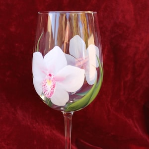 Hand Painted Wine Glasses - Anne Marie Orchids (Set of 2)