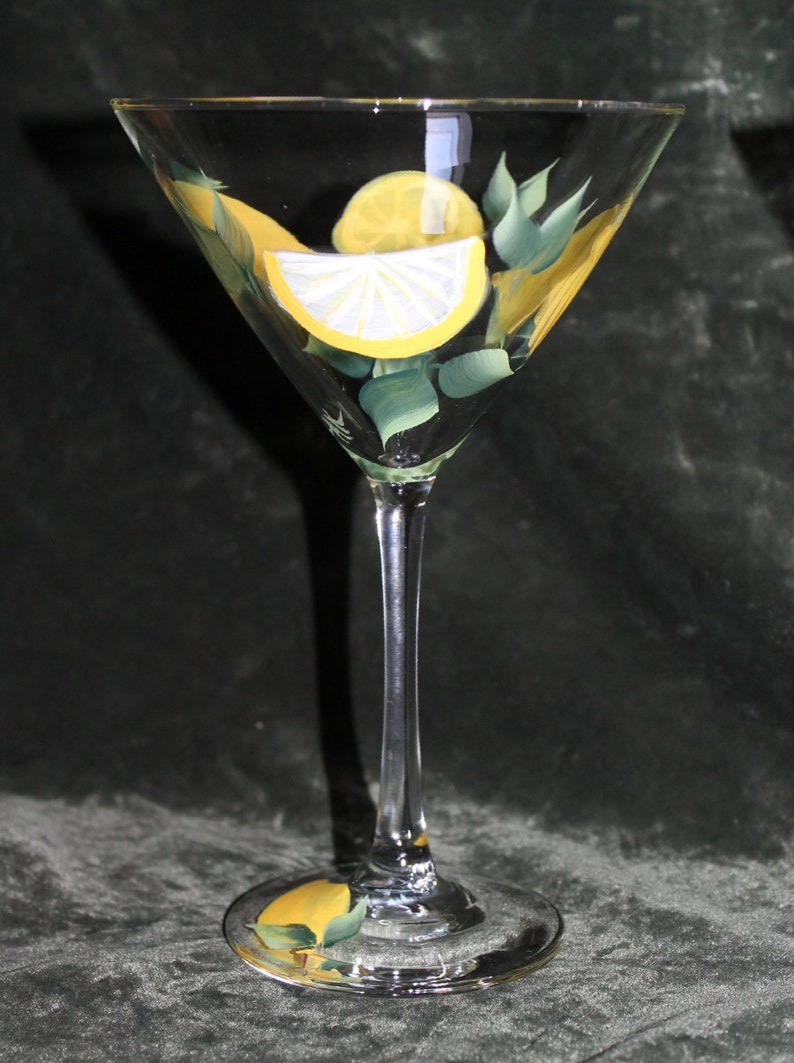 Hand Painted Martini Glasses for Lemon drops Set of 2 image 4