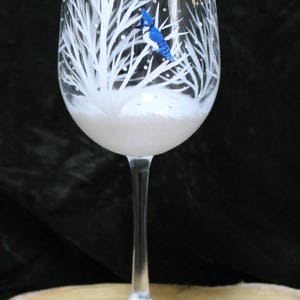 Hand Painted Wine Glasses Winter Snow Set of 2 image 5