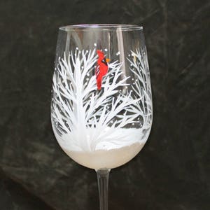 Hand Painted Wine Glasses Winter Snow Set of 2 image 9