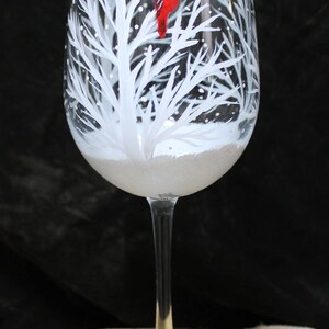 Hand Painted Wine Glasses Winter Snow Set of 2 image 8