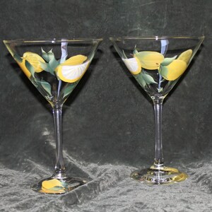 Hand Painted Martini Glasses for Lemon drops Set of 2 image 3