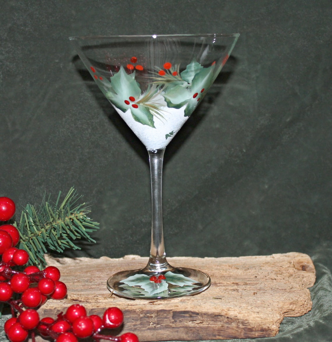 Hand Painted Christmas Martini Glasses set of 2 Etsy