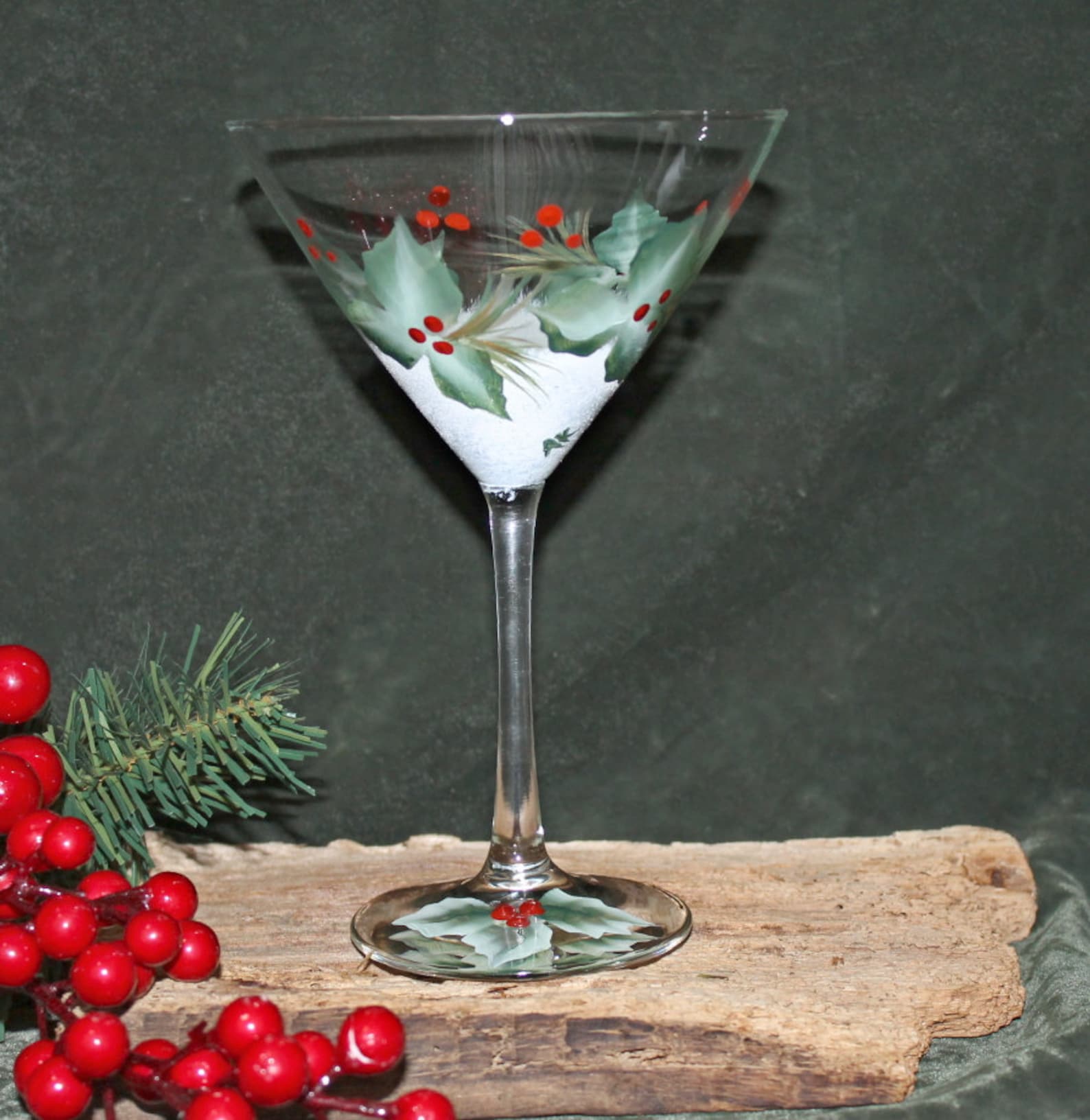 Hand Painted Christmas Martini Glasses set of 2 Etsy