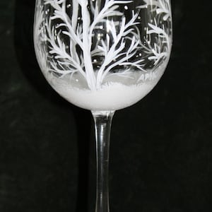 Hand Painted Wine Glasses Winter Snow Set of 2 image 3