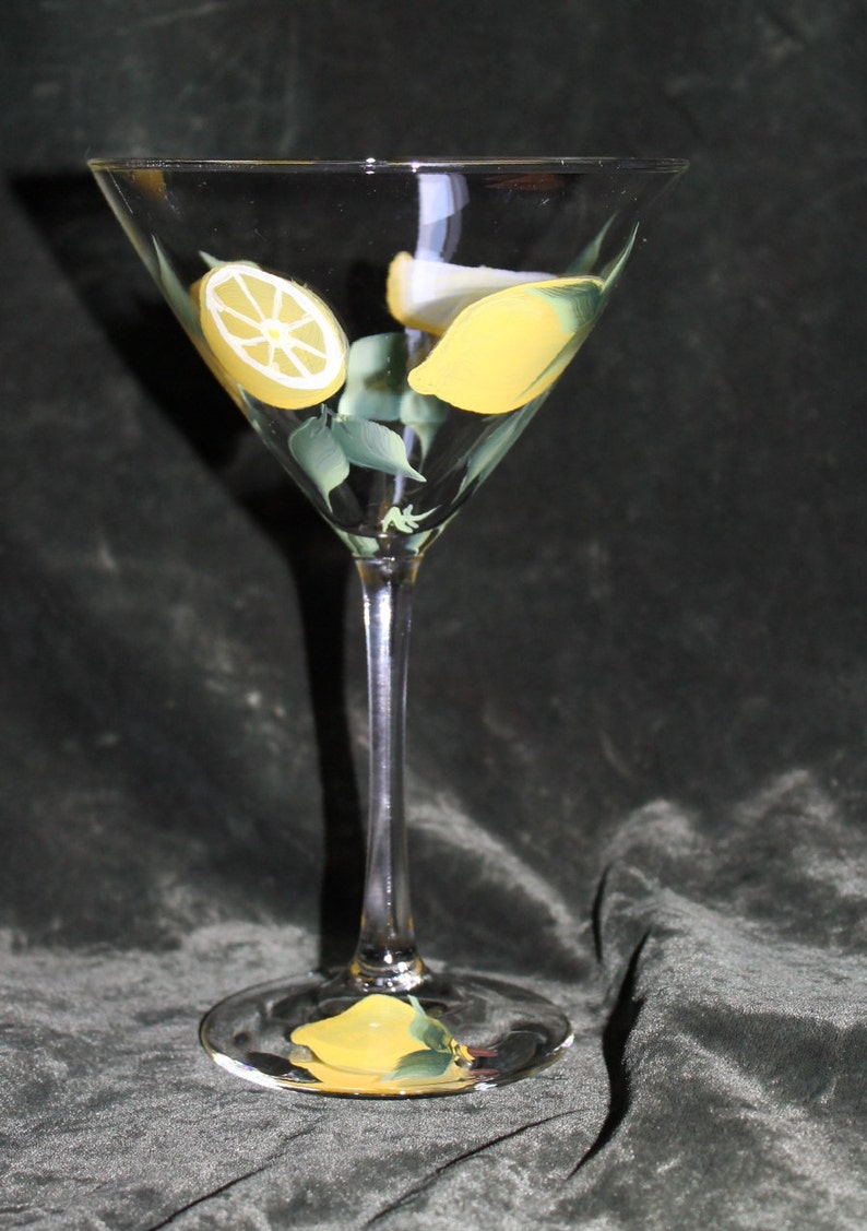 Hand Painted Martini Glasses for Lemon drops Set of 2 image 5