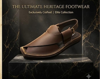 Herren-Peshawari-Chappal-Sandalen aus braunem/schwarzem Leder mit weicher Polsterung aus echtem Leder.
