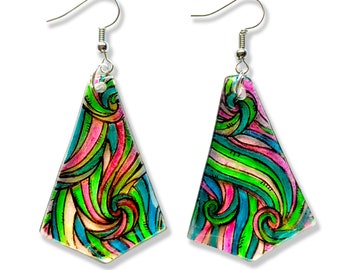 Rainbow Waves Drop Earrings by ONE DEAD FLY