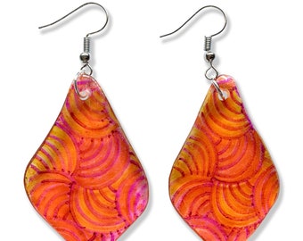 Tangerine Imperial Shells - Drop Earrings by ONE DEAD FLY